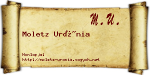 Moletz Uránia névjegykártya